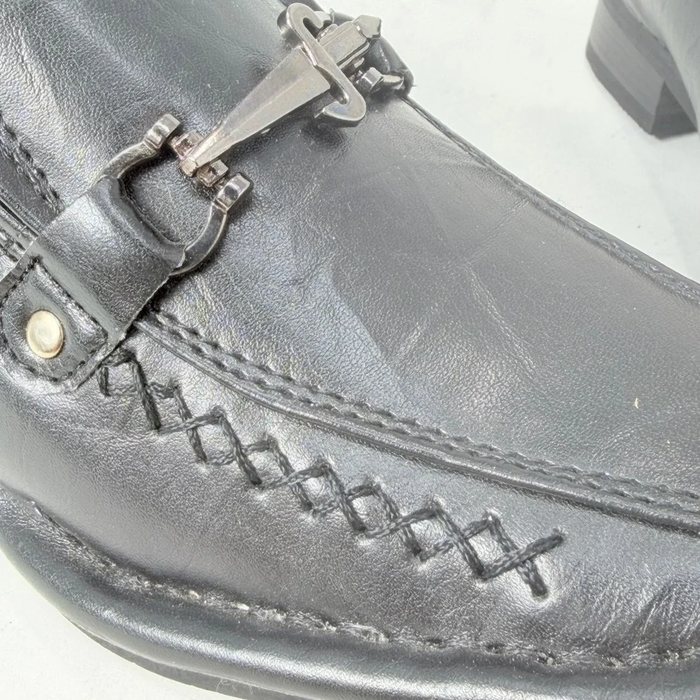 BB&W Classic Kids Black Square Toe Bit Loafer Dress Shoes M1735 Size 12/13